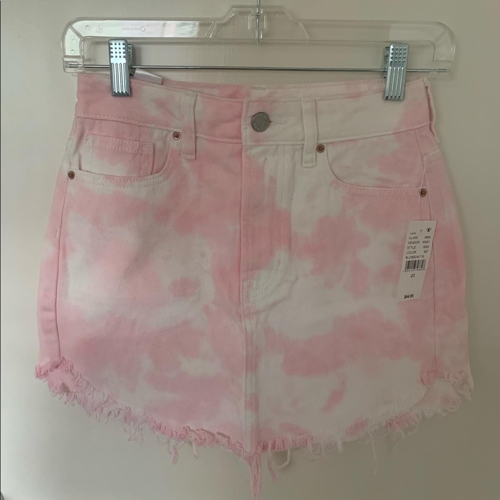 pacsun pink tie dye denim skirt